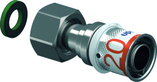 Uponor - S-Press PLUS Fitting met 2 aansluitingen Fitting S+Schrkop 20Xg1/2