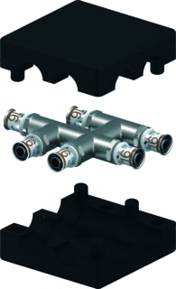 Uponor - S-Press PLUS Smart Radi Fitting met 6 aansluitingen Kruisfit Geiso 16-16-16