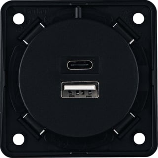 Hager Berker - Usb-voeding usb-a+c 3a/230v antraciet mat