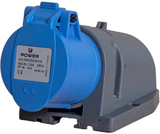 Power - CEE-wandcontactdoos Opb. Wcd 3-P 16A Bl Ip44