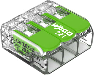 Wago - 221 Green Range Lasklem Comp Verb.Klem4Mm 3V Ds50