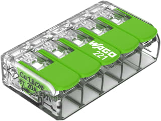 Wago - 221 Green Range Lasklem Comp Verb.Klem4Mm5Dr Ds25