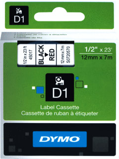 Dymo - D1 Labeltape Tape 12Mm Ro/Zw