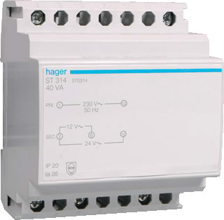 Hager - ST Beltransformator Veiltr. 40Va 12-24V St314