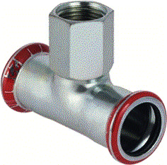 Geberit - Mapress C-staal Fitting met 3 aansluitingen Mapr C-Stl Ovrgntst Bi22¾
