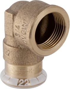 Geberit - Mapress Brons Fitting met 2 aansluitingen Mapr Overg.90Gr M/Bi 22-Rp3/4"
