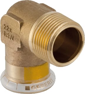 Geberit - Mapress Koper Gas Fitting met 2 aansluitingen Mapr Overg. 90Gr M/Bu 15-R1/2"