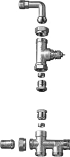 Danfoss - RA-K Basisset Rad.aansl.combi. m kraan+onderblok 2 Pyps Vloer Basis