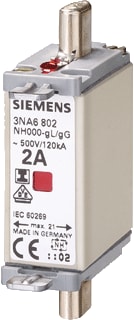 Siemens - 3NA6 NH000 Smeltpatroon (mes) Mespatroon 3Na6822 63A 00