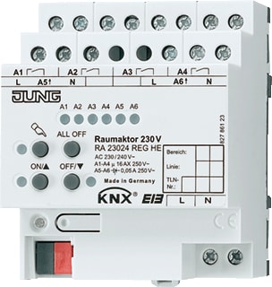 Jung - Schakelactor bussysteem knx ruimteactor uni 4x14a
