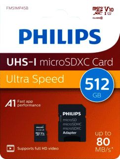 Philips - Opslagmedium digitaal Micro Sdxc 512Gb Adapter