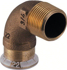 Geberit - Mapress Brons Fitting met 2 aansluitingen mapr brns ovgngkn 90bu18r¾