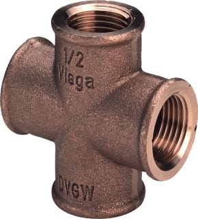 Viega - Bronzen draadfittingen 3180 Fitting met 4 aansluitingen 320638