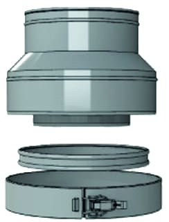DRU - RVS 200/130 Concentr. RGA/LTV hulpstuk 2 aansl. Verloop 150/100