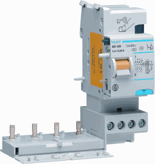 Hager - BD Voor inst.automaat <63A Aardlekblok Als-Elem 4P25A 30Ma Bd425N