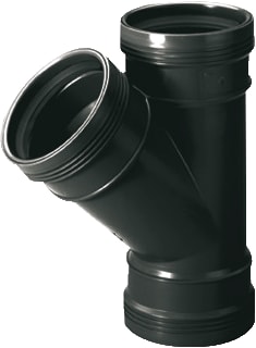 Wavin - Wafix Fitting met 3 aansluitingen Wafx Pp T-St 45Gr 40 3M Zwart