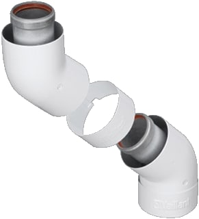 Vaillant - VR Concentr. RGA/LTV hulpstuk 2 aansl. Bocht 45Gr 60/100 Se2