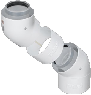 Vaillant - HR Concentr. RGA/LTV hulpstuk 2 aansl. Bocht 45 80/125 Se2