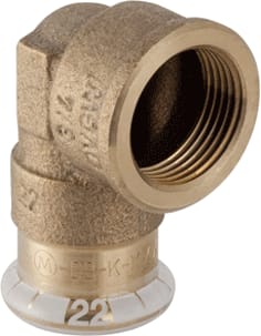Geberit - Mapress Brons Fitting met 2 aansluitingen Mapr Knie Bi 15 X 1/2
