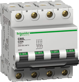 Schneider Electric Merlin Gerin - C60 L Installatieautomaat autom 20ka c60l 32a-c 4p