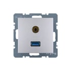 Hager Berker - S.1/B.3/B.7 Inzetplaat schakelmateriaal Usb/Audi Wcd S1/B3/B7 Alu
