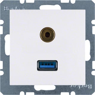 Hager Berker - S.1/B.3/B.7 Inzetplaat schakelmateriaal usb/aud wcd s1/b3/b7 pwit