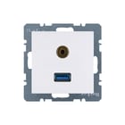 Hager Berker - S.1/B.3/B.7 Inzetplaat schakelmateriaal usb/aud wcd s1/b3/b7 pwit