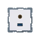Hager Berker - Q.1/Q.3 Inzetplaat schakelmateriaal Usb/Audio Wcd Q1/Q3 Pwit