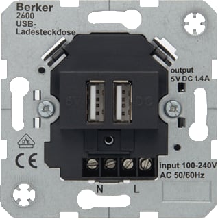 Hager Berker - Netvoeding adapter usb laadwcd 230v antr.mat