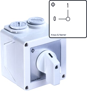 Kraus & Naimer - Besturingsschakelaar A/U 20A 2P 90 0-1 Opb Ip65