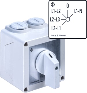 Kraus & Naimer - Lastschakelaar 0-Y-3Hoek 20A Opbouw Ip42