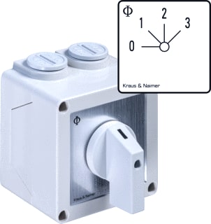 Kraus & Naimer - Besturingsschakelaar Stapsch 20A 1P 45 0-3 Ip42