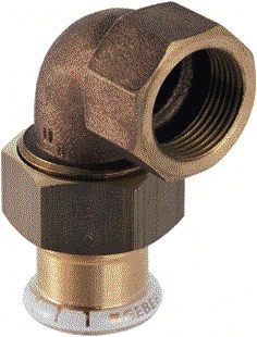 Geberit - Mapress Brons Fitting met 2 aansluitingen mapr brns haakse 3d kopp90