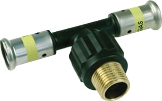 Henco - 14PKG Gas Fitting met 3 aansluitingen gas pers t 26x1/2x26 bu
