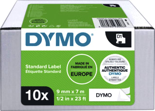 Dymo - Labeltape D1 Bk/Whi 9Mmx7M Ds10