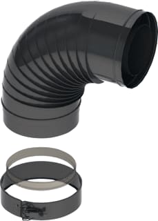 DRU - RVS 150/100 Concentr. RGA/LTV hulpstuk 2 aansl. Bocht 90Grrvs150/100 Gerib