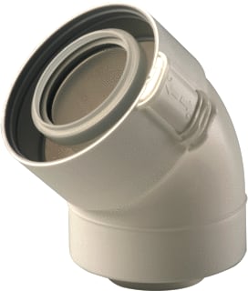 Ubbink - Ubifit Concentr. RGA/LTV hulpstuk 2 aansl. Bocht 45Gr Pp/Ks 80/125 Wt