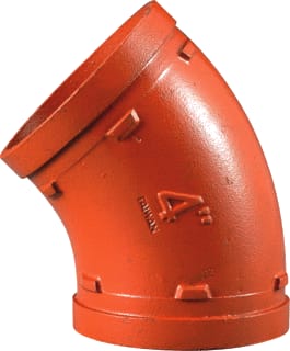 VSH - Shurjoint 7111 Fitting met 2 aansluitingen Groef Bocht 45Gr 60,3 Ornj