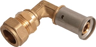 Henco - 40P Fitting met 2 aansluitingen Pers Bocht 16 X 15Knel