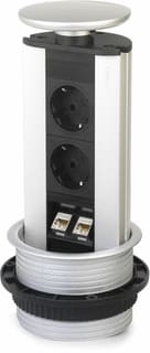 OCS - Pop-up 2xWCD Bureau aansluitunit I 2X230V+2Xc6 Zgr