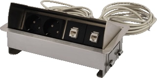 OCS - Mykanos Bureau aansluitunit tafelunit 2x230+2xcat6 rvs