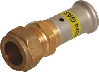 Henco - 30PG Gas Fitting met 2 aansluitingen Gaspers Re.Kopp 26X22Knel