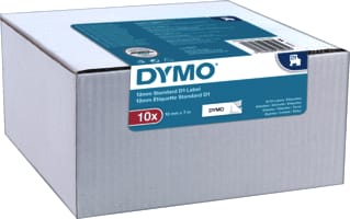 Dymo - Labeltape D1 Bk/Whi 12Mmx7M 10Pack