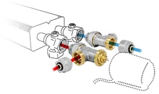 Jaga - Kranen Rad.aansl.combi. m kraan+onderblok rad.aansl comcjh2rd4614
