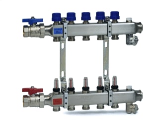 Robot Vloerverwarming - Verdeler voor hydronische circuits Rvs Verd 2Gr+Kogelkranen