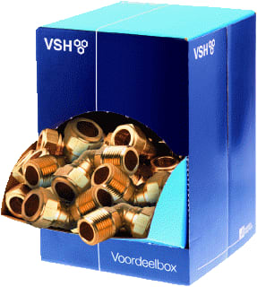 VSH - Super S1212 Fitting met 2 aansluitingen Mes Knie 15X1/2 Cobu Ds40