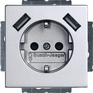 ABB Busch-Jaeger - Future Wandcontactdoos (WCD schakelmat.) wcd ra kv 2xusb aluzilver