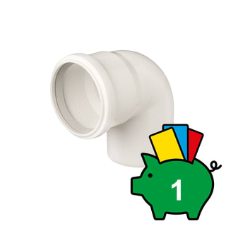 Ubbink - Rolux PP wit Enkelw. rookgashulpstuk 2 aansl. Rlx Pp-W Bocht 80Mm 87Gr
