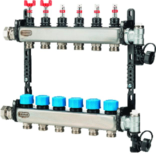Henco - Hencofloor UFH-MDSS Verdeler voor hydronische circuits 03-Gr Verd. Rvs Regb.Deb.