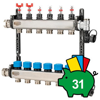 Henco - Hencofloor UFH-MDSS Verdeler voor hydronische circuits 04-Gr Verd. Rvs Regb.Deb.